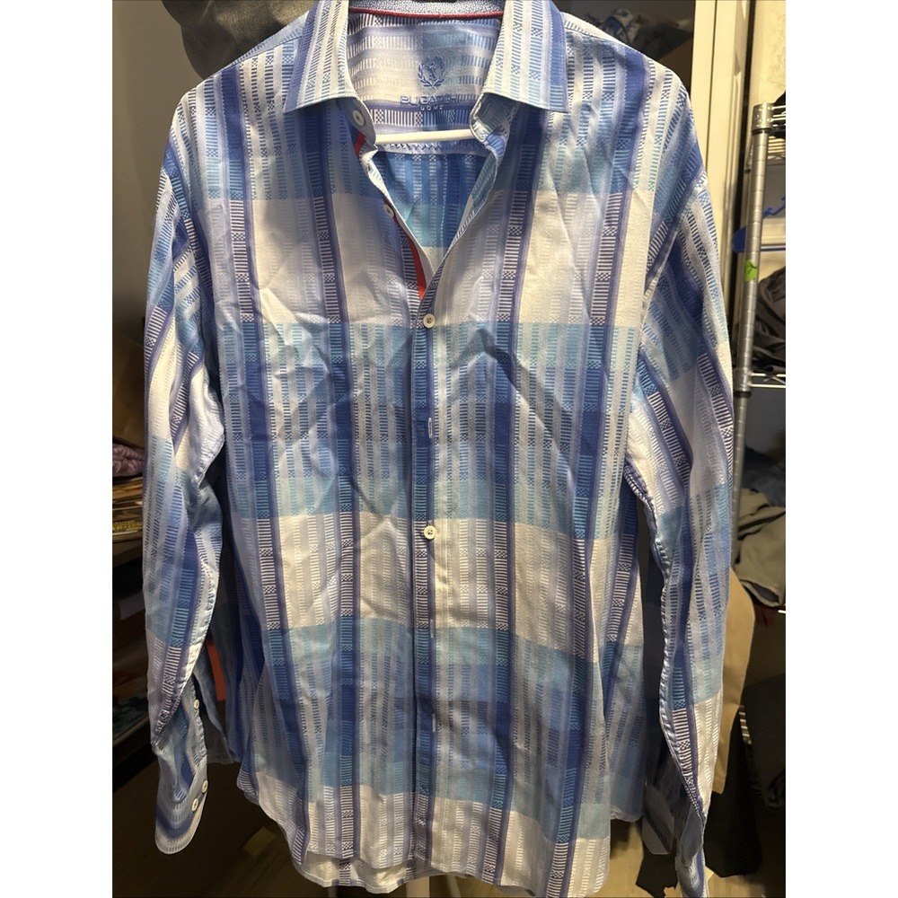 Bugatchi Uomo Men's Long Sleeve Button down Flip Cuff Side Large